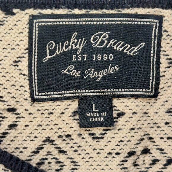 Lucky Brand Geometric Knit Zip-Up Sweater Jacket – Size L - Picture 4 of 6